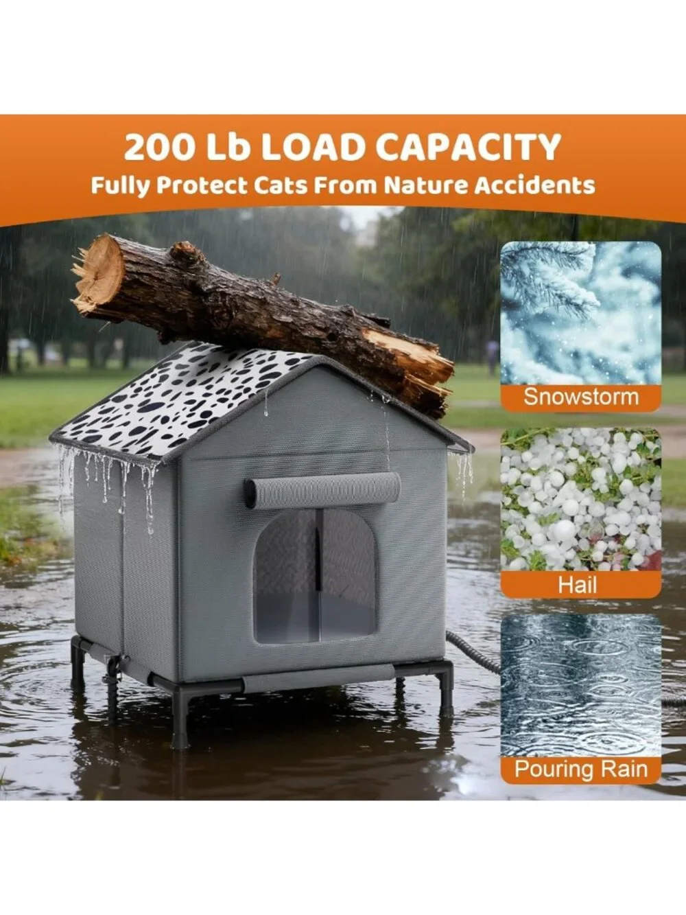 Heated Outdoor Cat House - Weatherproof Insulated Shelter with Heating Pad for